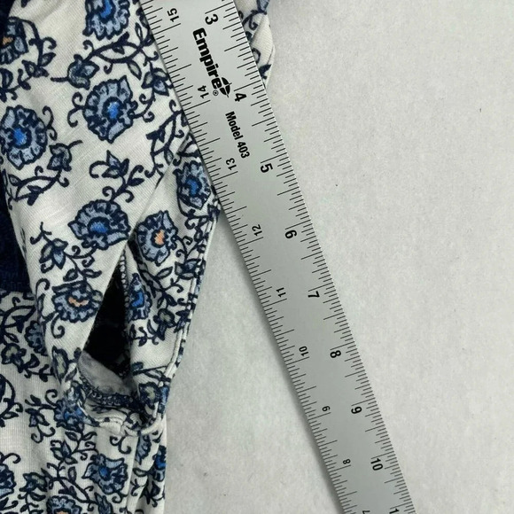 Daniel Rainn Top Women Sz S Blue Floral Boho Stretch Lace Trim Neck Short Sleeve - Picture 5 of 12